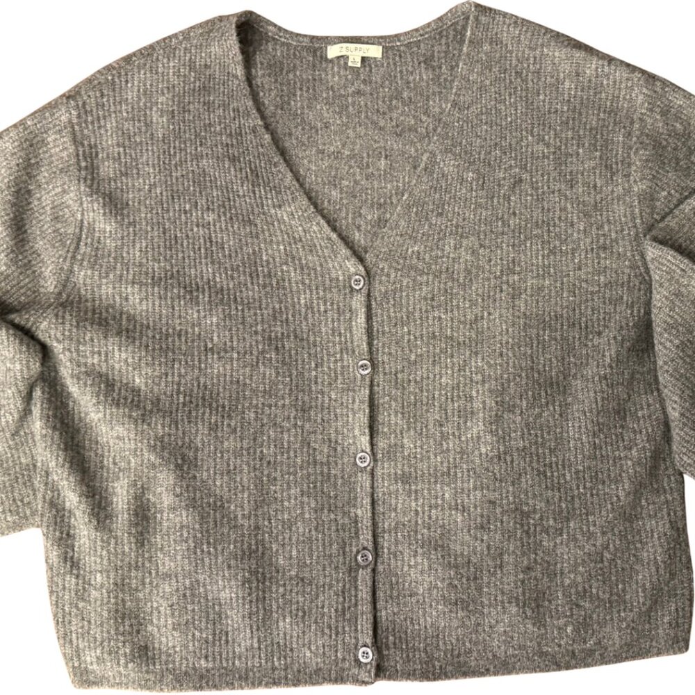 Z Supply Emile V-Neck Cardigan in Grey in Size Large - Picture 4 of 6